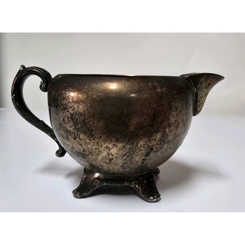 Antique William Rodgers Silver Plated Copper Footed Creamer